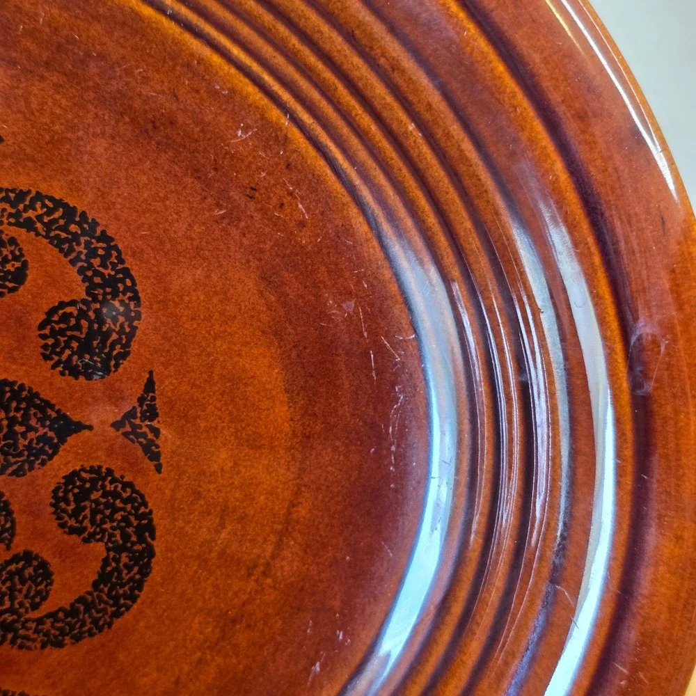 1967 Vintage Fiesta Sheffield Amberstone Brown Oval Serving Platter 12.5